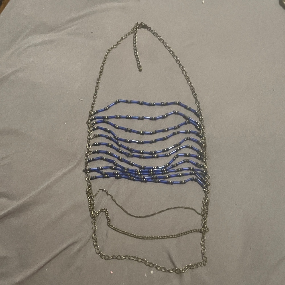 Elegant Blue Beaded Body Chain
